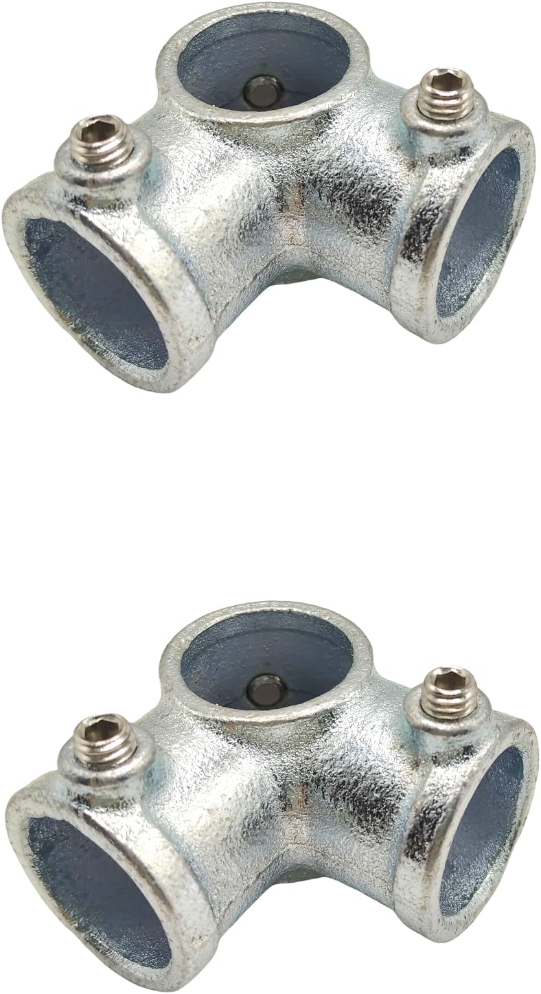 FLEXKEA 2 Pcs 3 Way L Tube Connector,Galvanized Pipe Fittings, Three Socket Cross Outlet Tee Fit for 1 Inch(25.4 mm) OD Steel Pipe, Structural L Pipe Fitting Connector, Cast Iron - Image 1